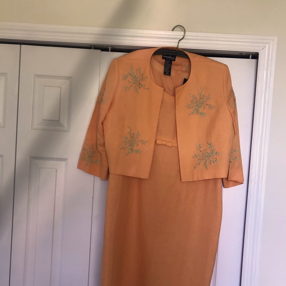 Beautiful and bright dressy affair 2 piece ensemble (dress & crop jacket). NWOT - Picture 12 of 13